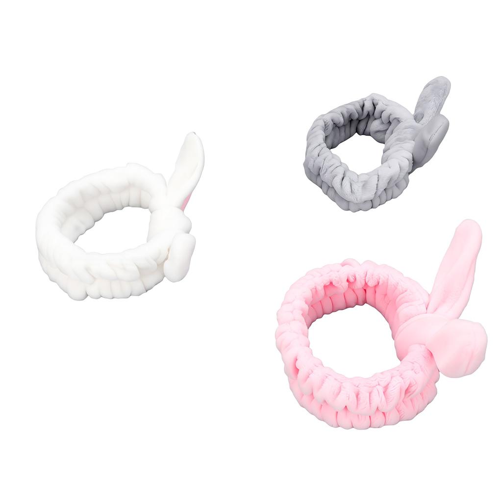 Soft Bunny Ear Makeup Headbands Stretchable Cute Spa Headbands for Makeup Bath Face Wash 3 Pieces Set