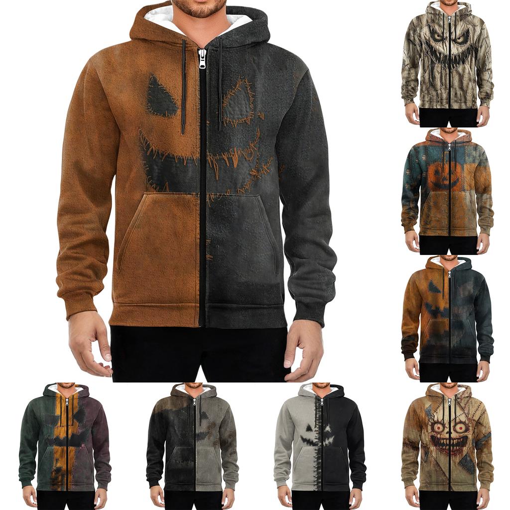 Men's Casual Long-Sleeved Zippered Hooded Sweatshirt Jacket