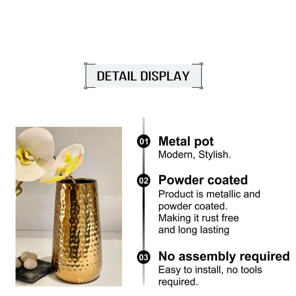 Metal Flower Vase for Home Decor and Living Room Vintage Decor Antique Decor for Home Décor (Gold)
