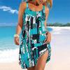 Women Plus Size Sleeveless Round Neck A Line Dress Interesting Mushroom Ladybug Print Loose Summer Leisure Short Dress