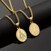 [Virgin Mary Necklace] Stainless Steel Virgin Mary Necklace with Cross Miracle Medal - 1pc Fashion Religious Gift Pendant, Unisex All-Season Accessory