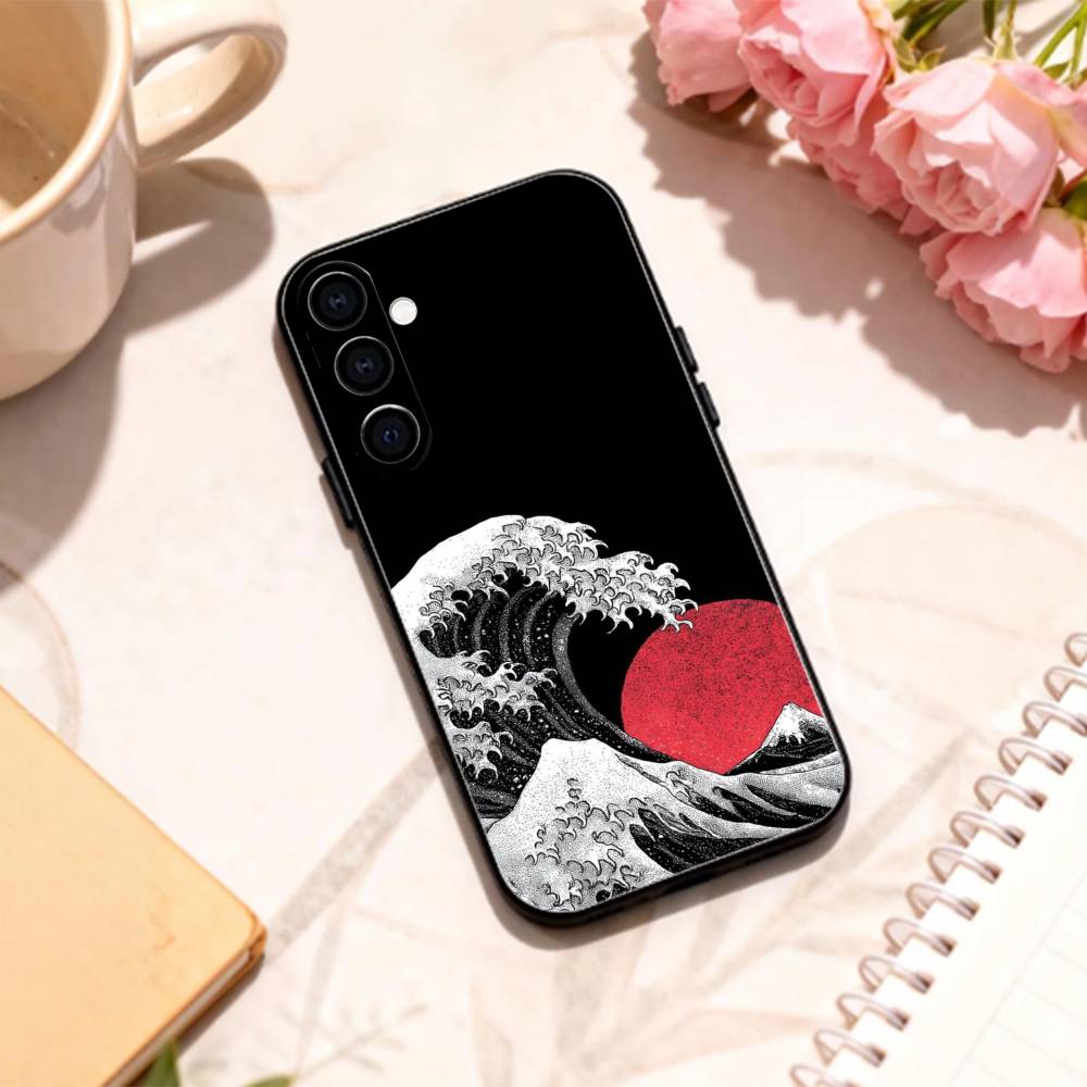 Cool G-Great W-Wave Kanagawa Phone Case For Samsung Galaxy A73,A72,A71,A70,A53,A52,A51,Others Soft Black Shell