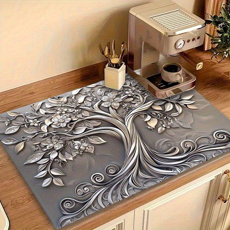 1pc Stove Top Protector, Stylish Silver Tree Design with Exquisite Flower Fashionable Heat Resistant Non-slip Perfect for Any Kitchen