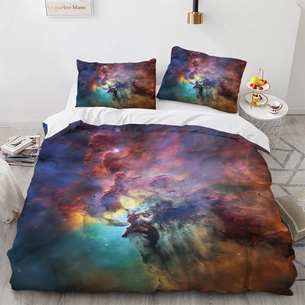 Starry Sky Duvet Cover Set Outer Space Earth Galaxy Bedding Set Double Queen King Size 2/3pcs Polyester Comforter Cover for Kids
