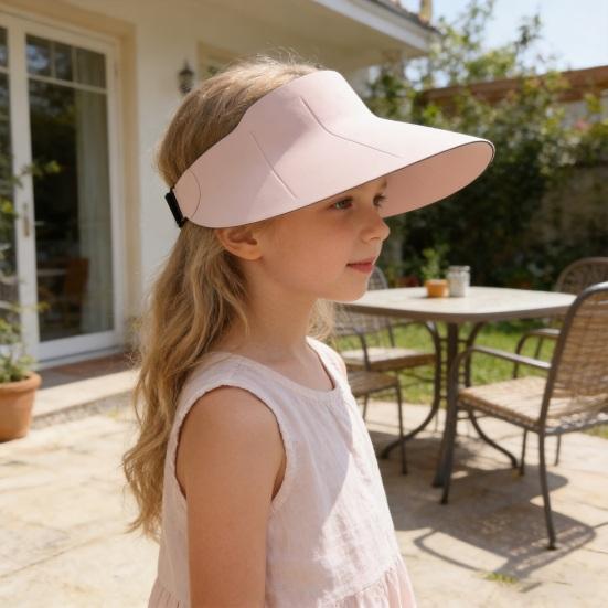 Children Hat Seamless Hollow Top Design Full Face Sun Protection Hat Adjustable Head Circumference Breathable Summer Cap