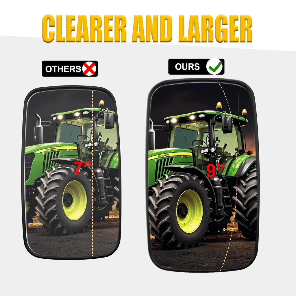 Truck Rearview or Side View Mirrors for Dump and Loaders Compatible with Reverse Mirrors 9 x 5 Inch Mirrors, Forklifts, Plows, Excavators, Trucks,