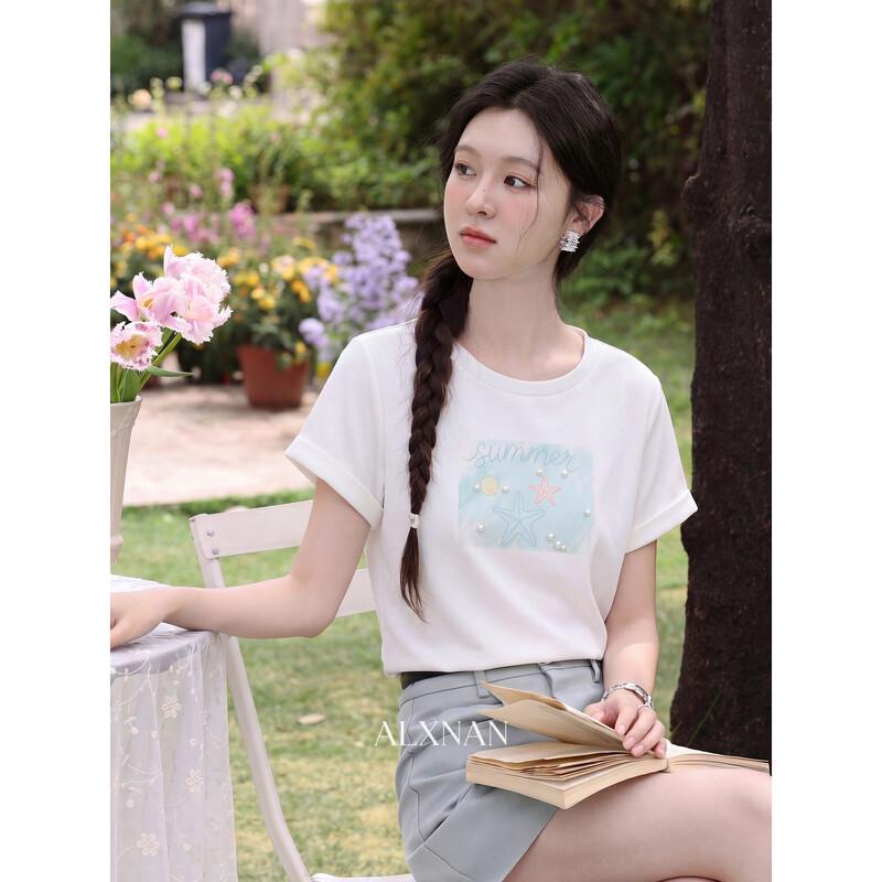 Women s Elegant Printed Short-Sleeve T-shirt M