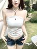 #Summer new pure desire wind bead chain splicing neck strap vest slim one-piece top with chest pad