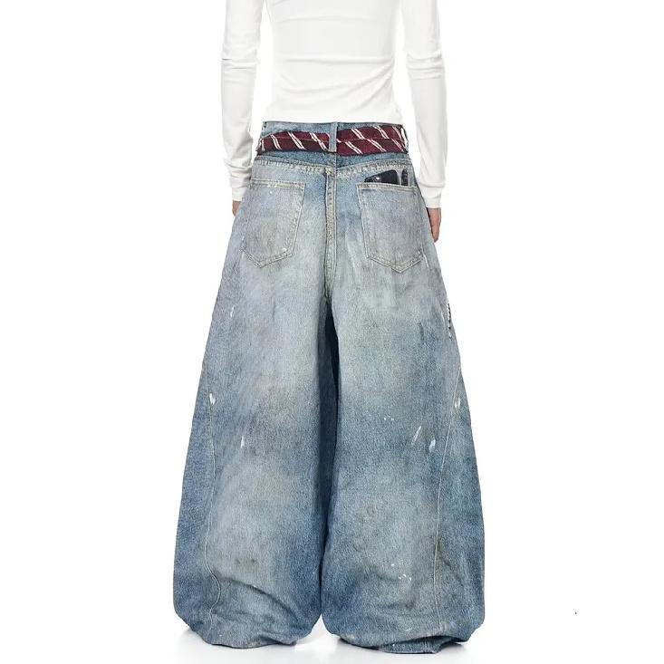 American Retro Straight Leg Wide Leg Jeans Washed and Worn High Street Jeans for Women Loose Fitting Harajuku Fashion