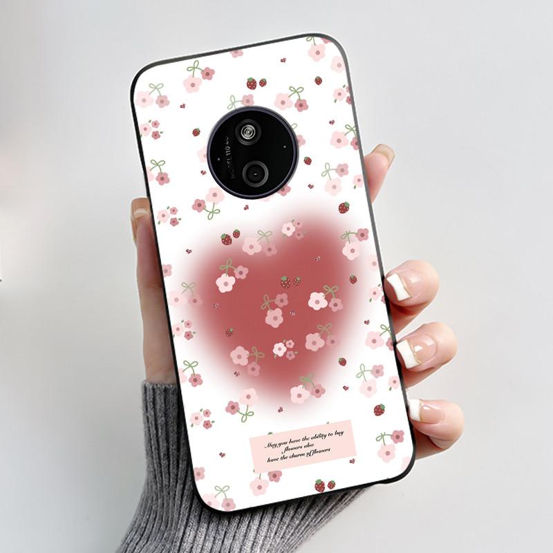 Printed Phone Case For Nokia 110 4G 2024/HMD 110 4G/Nokia 125 4G 2024 Soft Silicone Black Shell Cover Cute Flower Cartoon Casing