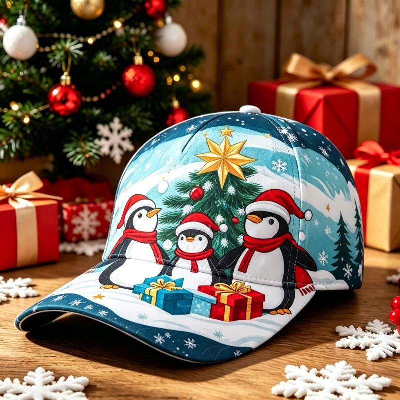 New Christmas Hat Digital Printing Fashion Bent Bend Baseball Cap Retro Baseball Cap