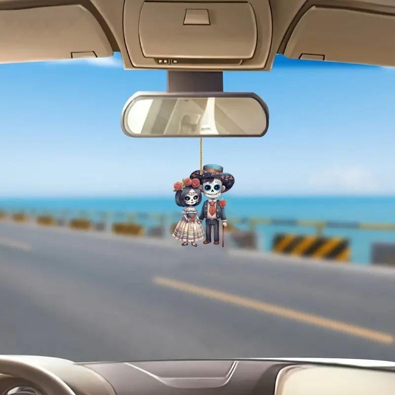 Skeleton Pendant Halloween Acrylic Car Accessory Fun Design Vehicle Interior