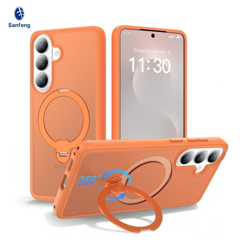 Suitable S26plus Matte Magnetic Phone Case S25Ultra Rotating Bracket S24 Anti-slip Protective Cover