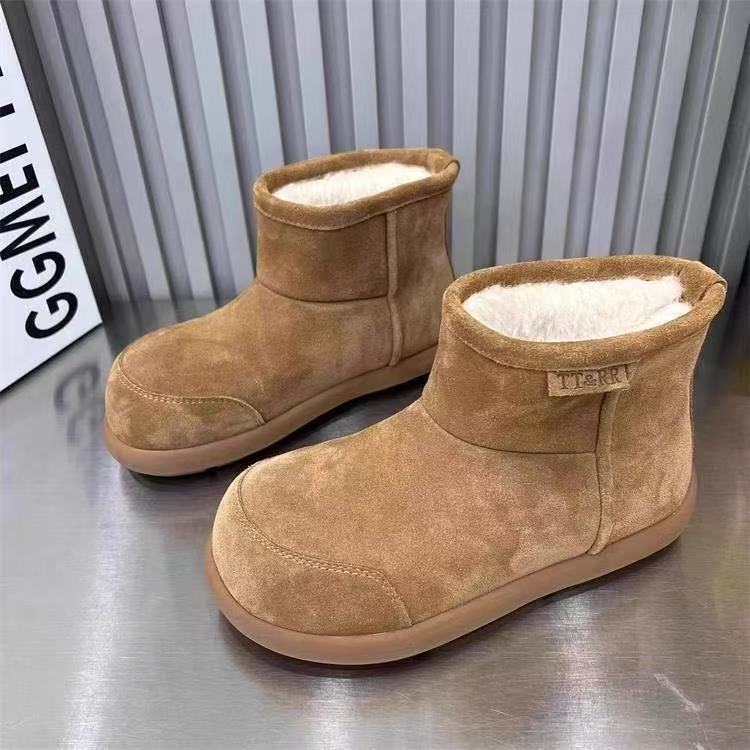 thick-soled snow boots winter new warm cotton shoes niche non-slip big-headed bread shoes snow warm shoes
