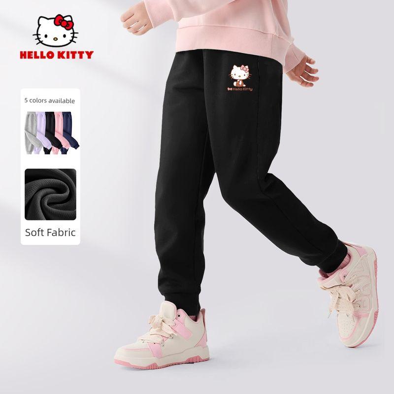 Hello Kitty Girls  Pants Autumn Big Kids Sweatpants Long Pants Little Girls Casual Pants Children s Sports Pants Diseat Rose K Black 160 cm