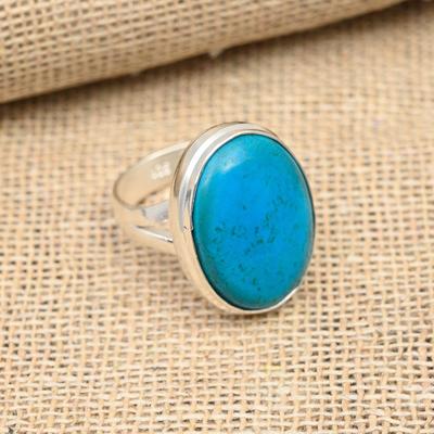 Tibetan Turquoise Gemstone Handmade Solid 925 Sterling Silver Ring Jewelry