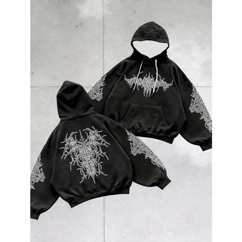 Fashion Women's Hoodies Retro Letter Graffiti Print Girl Daily Casual Pullover Spring And Autumn Long Sleeve Sweatshirt Women's Oversized Top Clothing