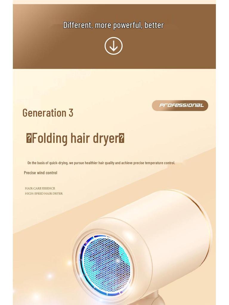 High-Power Folding Portable Hair Dryer, 1200W/800W, for Home & Student Use, EU/US Standards.