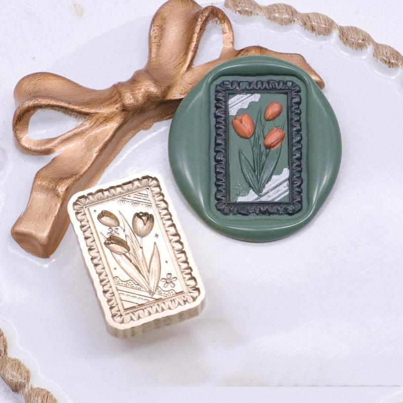 

Штамп Лак Печать Медная Головка Художественный Рельеф Роза Конверт Тюльпан Свеча Ландыш Пламя Краска Печать Головка