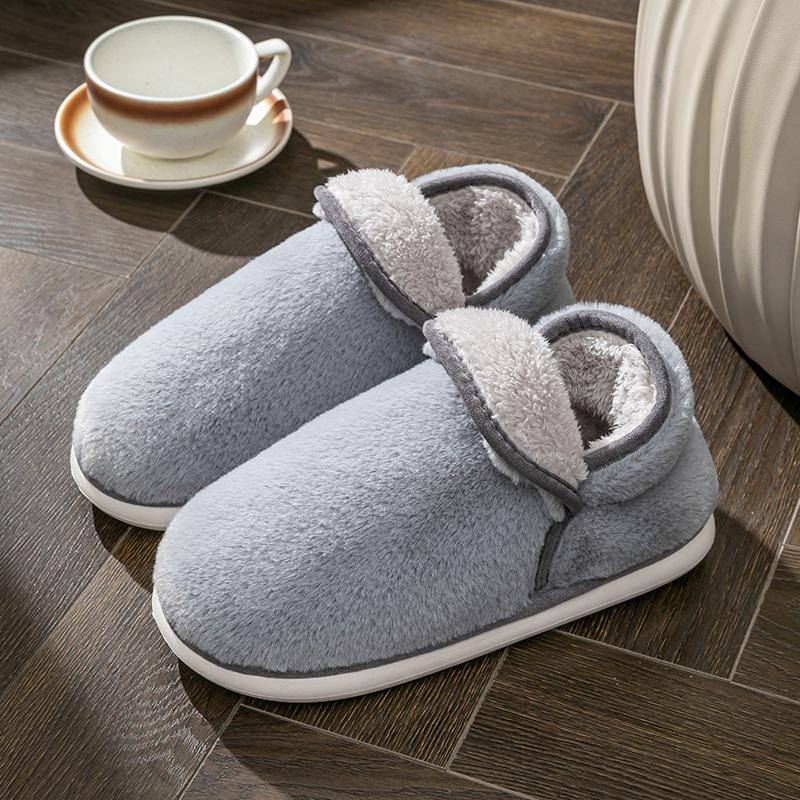 Bag heel cotton slippers non-slip elderly women's winter new thickened and velvet mother warm cotton shoes thick sole