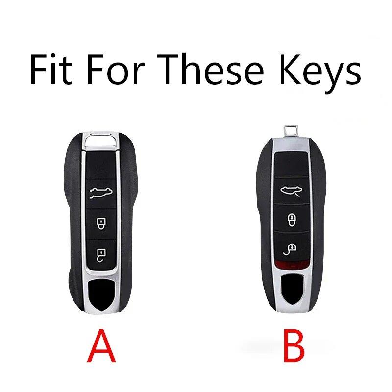 AABKR1 Zinc Alloy Leather Car Key Case for Porsche Cayenne 718 MACAN Panamera 911 Macan Boxster Cayman Cayenne Macan Keychain Key Case