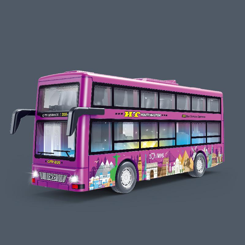 Legierung Einzelabschnitt Bus Simulationssound und Licht Outdoor Sightseeing Doppeldeckerbus Spielzeug Geschenke