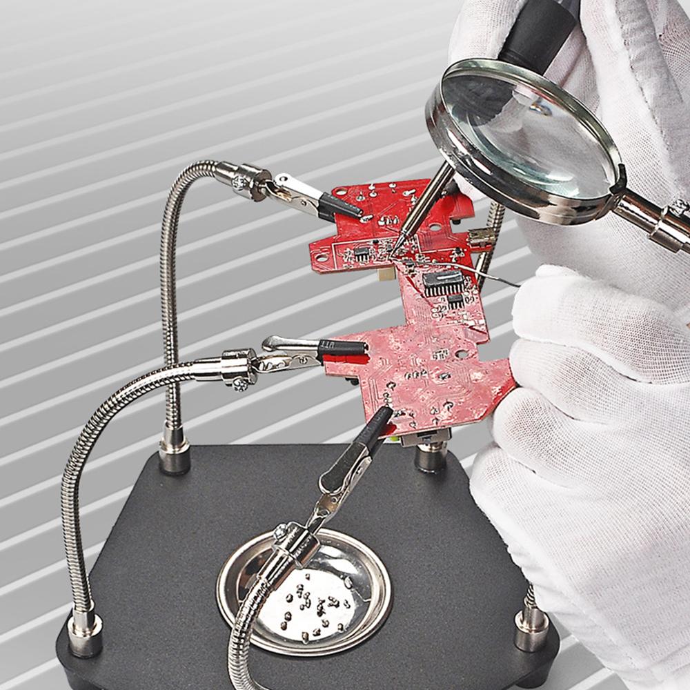 Table Soldering Helping Hands with Alligator clip Magnifier For PCB Board Weld Repair Soldering Station Third Hand Tool