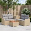 Sofa Set 6 Pcs Beige and Light Gray Poly Rattan and Steel
