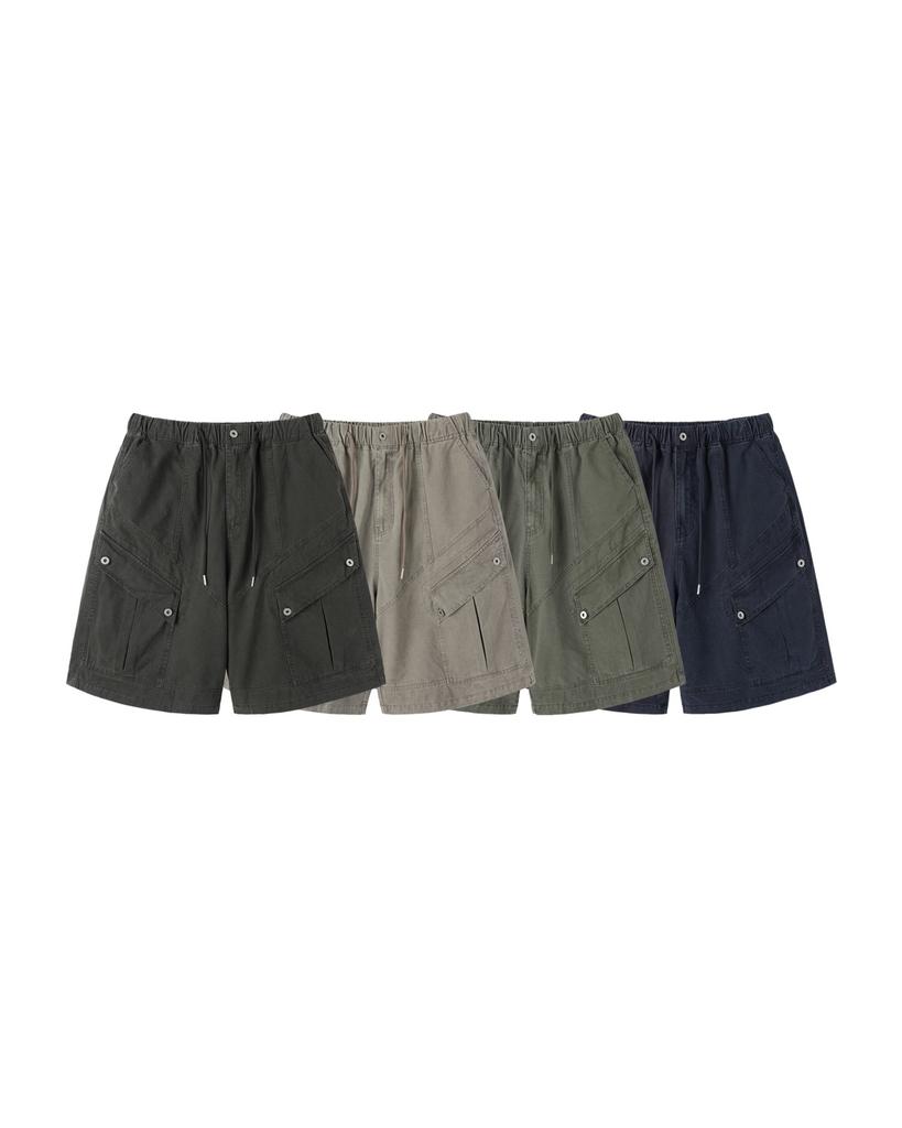 APOSTROPHE COMMA Angled Button Banding Cargo Shorts_Gray