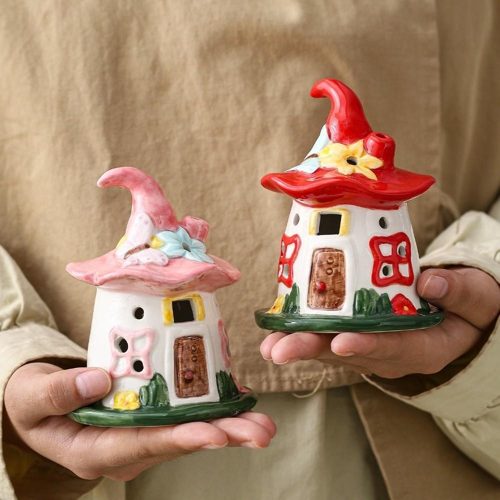 Soft Glow Ceramic Magic Hat Lamp Handmade Craft Sleep Light Cute Elf House Ornament Gift