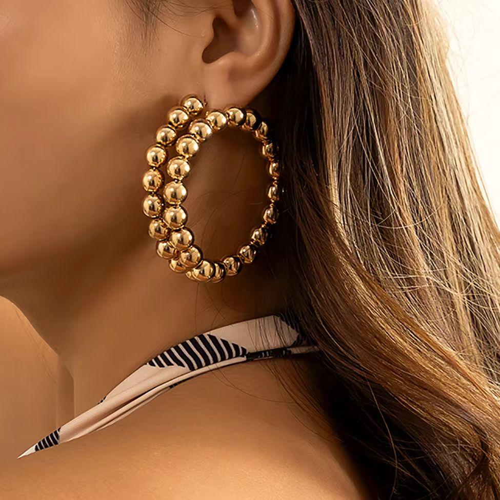 Big CCB Beads Hoop Earrings for Women Elegant Large Round Earrings 2026 Fashion Ear Jewelry Girls/Ladies Gifts