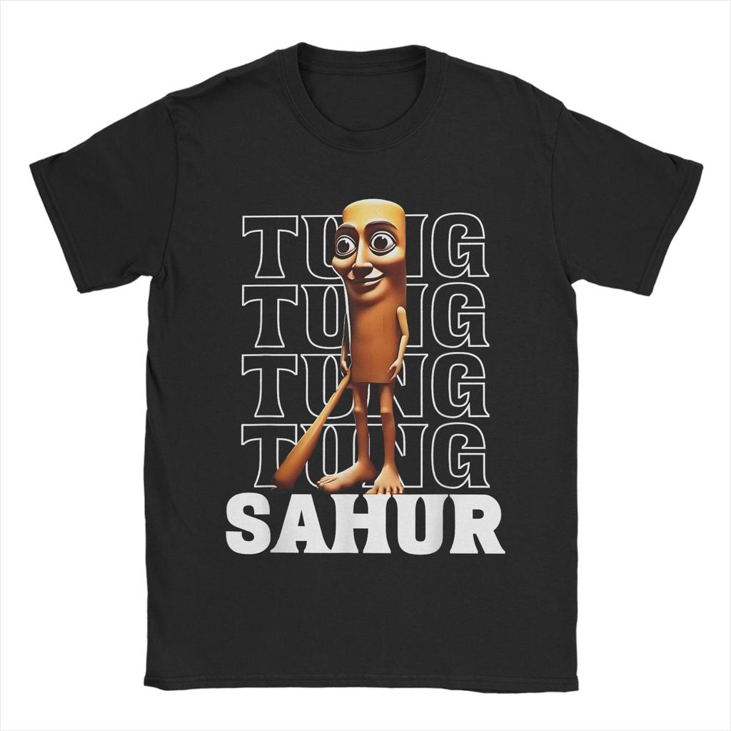 Women Men Humor Tung Tung Tung Sahur Funny Meme Italian TShirts for Men  Awesome 100 Cotton Tee Shirt Short Sleeve T Shirt