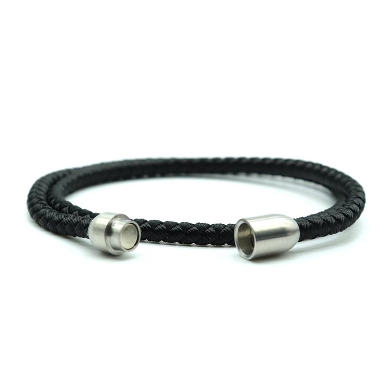 Minimalistyczna Bransoletka ze Sznurka Unisex Stal Nierdzewna Magnetyczne Zapięcie Dwupoziomowa Tkanina Bransoletka Akcesoria 4mm Sznurek Nylonowy Bransoletka Prezent