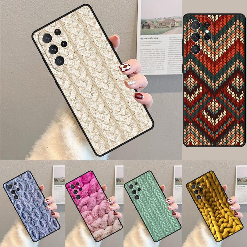 Sewing Knitting Crochet TPU Phone Case For Samsung Galaxy note 10 pro S26 S25 S24 S23 S22 Ultra Plus S21 FE S20 Shockproof Cover