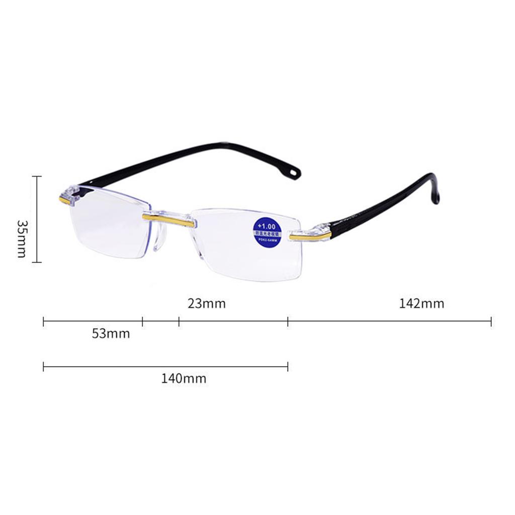 New Frameless Border Blue Reading Glasses Stall Glasses Men's Integrated Ultra-light Farsighted Glasses