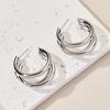 New silver silver needle hollow C-shaped multi-layer earrings personalized design earrings fashionable metal temperament earrings