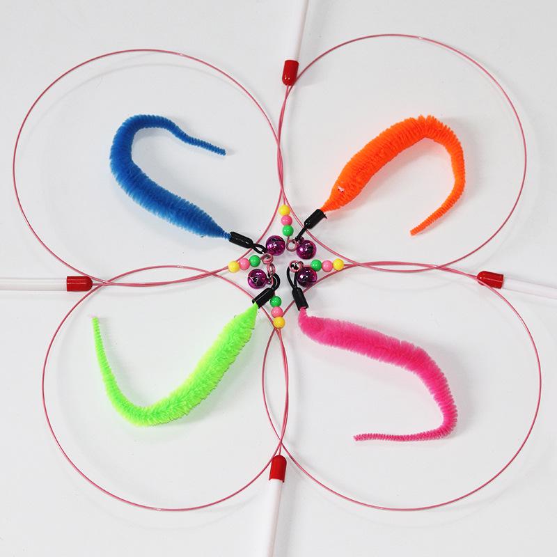 Long Rod Steel Wire Feather & Bell Cat Teaser - Durable Bite-Resistant Interactive Toy