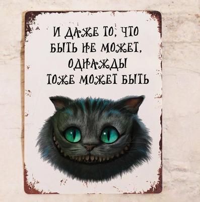 Cool Sign with Cheshire Cat, Metal, 20x30 Cm.