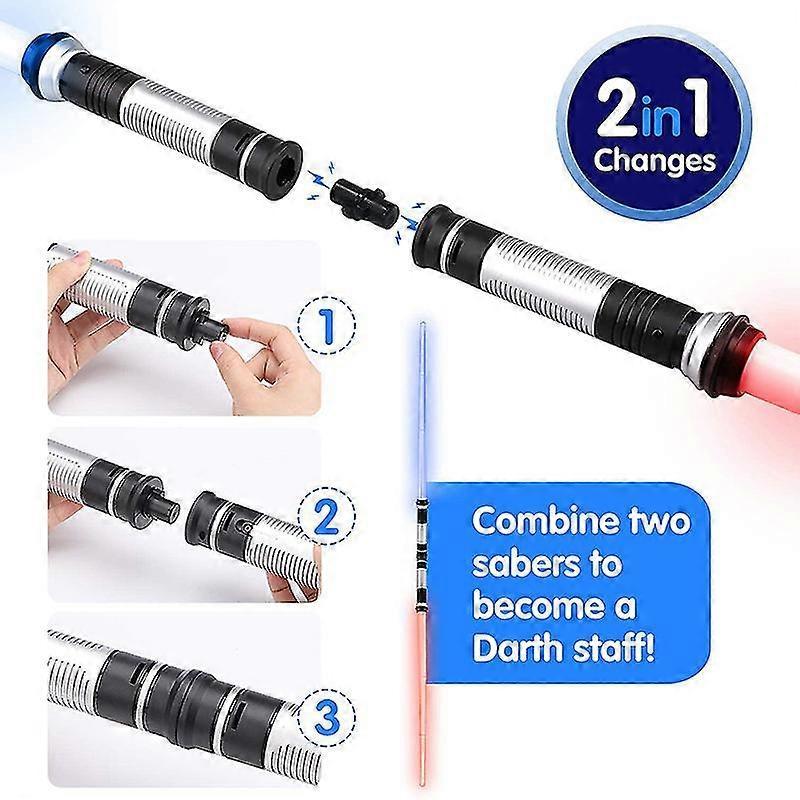 2pcs Star Wars Laser Sword Induction Color Changing Laser Sword Hair Lightsaber Suit Seven Color Switching