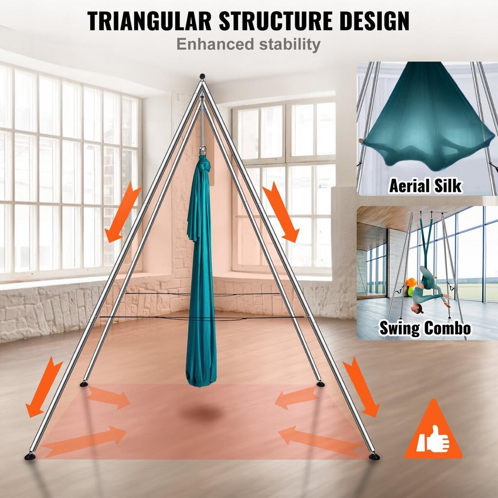 Aerial Yoga Frame & Yoga Hammock, 9.67 Ft Height Professional Yoga Swing Stand Comes with 6.6 Yards Aerial Hammock, Max 551.15 Lbs Load Capacity Yoga