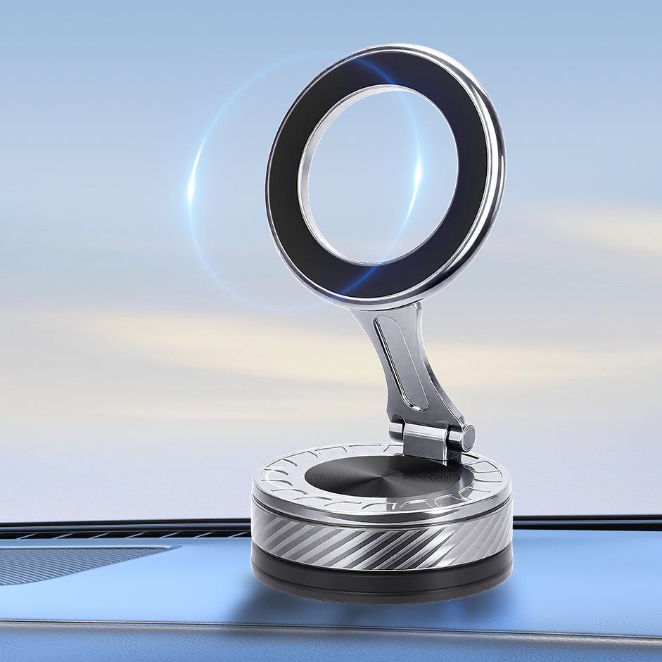 Rotating Foldable Vacuum Magnetic Car Phone Holder with Suction Cup for Center Console