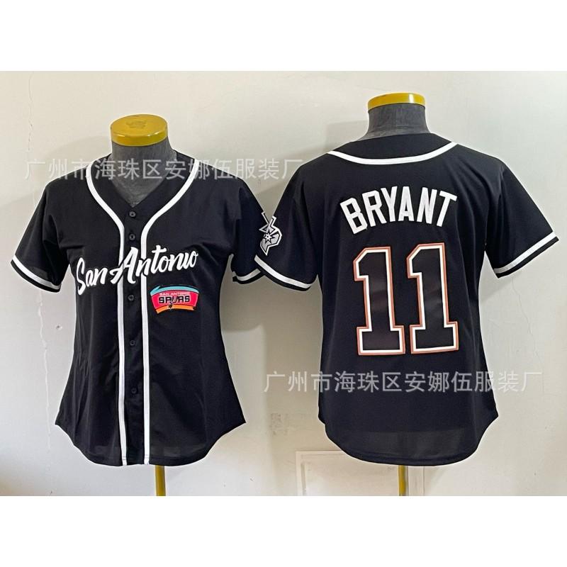 2026 Spurs 5 11 Print Baseball Cardigan Women Short Sleeve Embroidery Team Sports Top