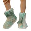 Damen Florale Fleece Mittelhohe Schneestiefel, Plüsch Warme Winterschuhe, Große Größen Herbstschuhe