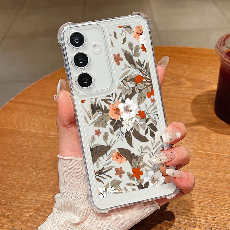 

Чехол с цветами для Samsung Galaxy S25 Edge S24 S25 S23 Ultra S22 Plus S24 FE A56 A16 A55 A54 A15 Противоударный Прозрачный ТПУ Чехол для телефона Galaxy S22 5G