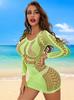 White Sexy Bikini Cover-Ups Mini Dress Mesh Beach Cover Up See Through Dress Beach Wrap Bikini Swimwear Cover Up
