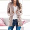 Chaqueta Suéter para Mujer Manga Larga Abotonada Tejido de Cable Abrigo de Invierno con