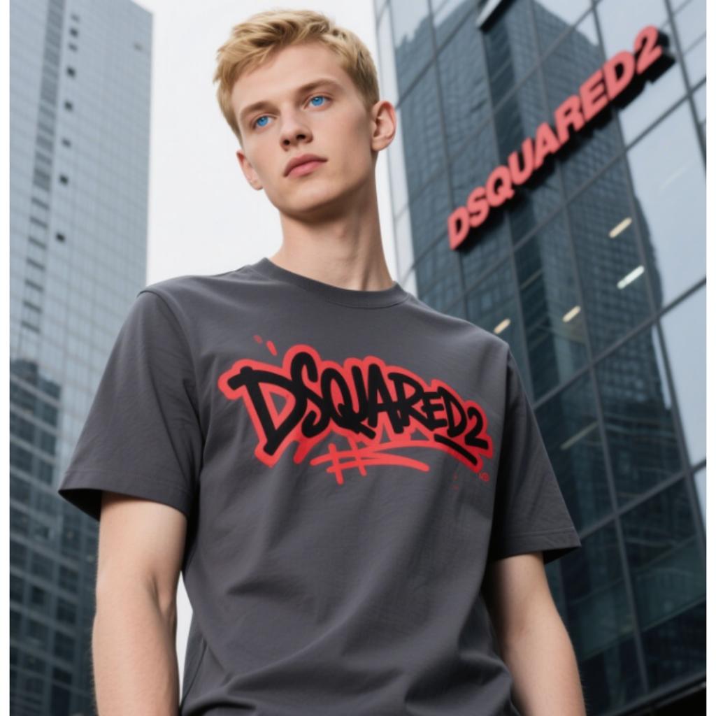 Trend DSQ Quadratic Summer Micro Loose Men's T-Shirt D2 European and American Personality Trend Autumn Top Student Bottom Shirt