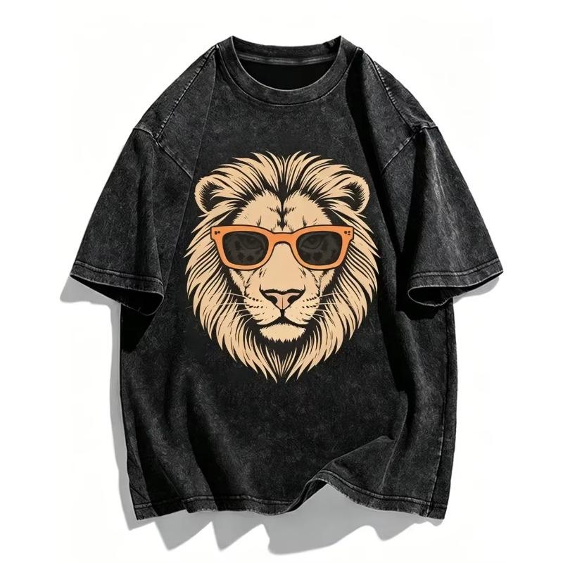 Grunge Aesthetic Leopard T-Shirt Washed Retro Graphic Tee Y2K Style Harajuku Top Edgy Urban Streetwear Fashionable Clothing