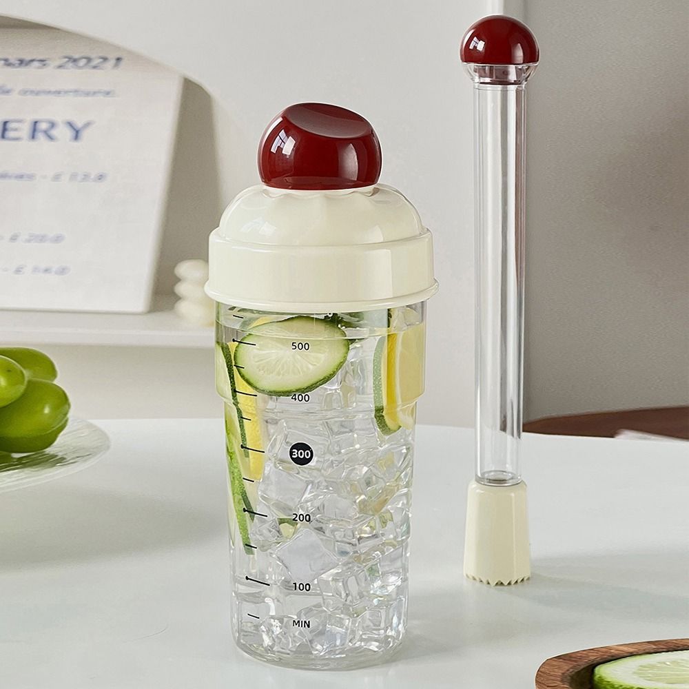 600ML Cocktail Mixer Cup Portable BPA-Free Drink Hand-Shake Mixer Broken Popsicles Transparent Scale Shake Cup Muddler Set