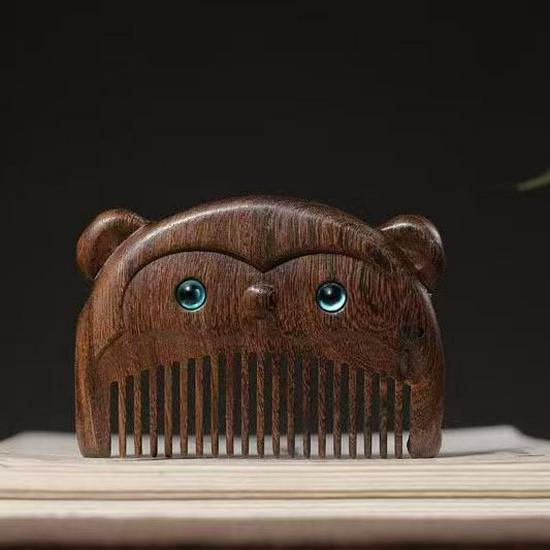 12 Zodiac Green Sandalwood Baby Comb – Engravable Wooden Craft for Children's First Birthday Gift